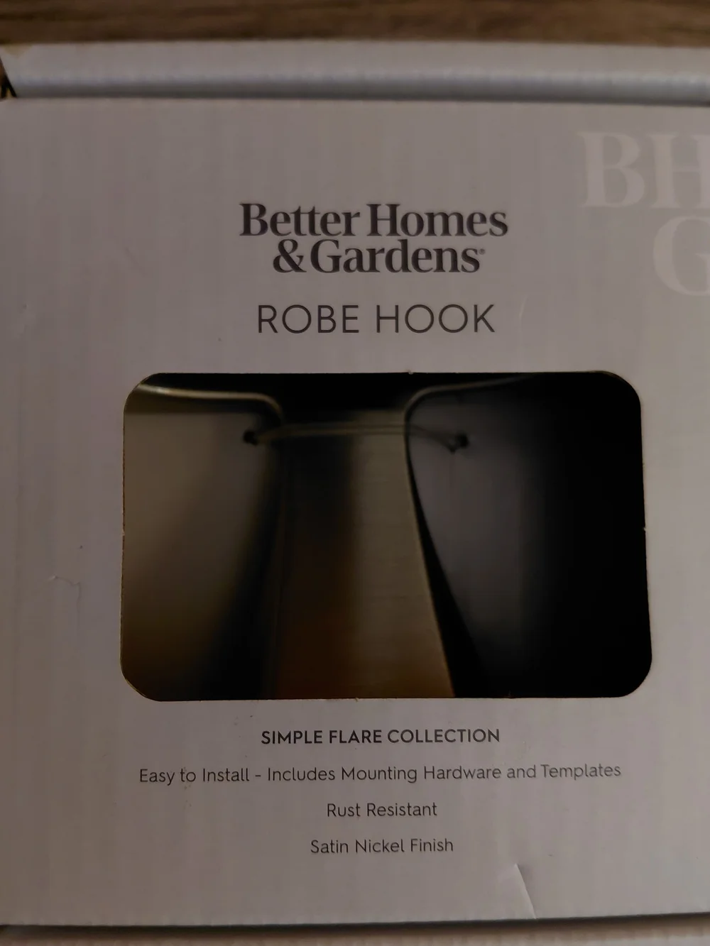 Qty 2 Better Home & Gardens Robe Hook Simple Flare Satin Nickel Finish New